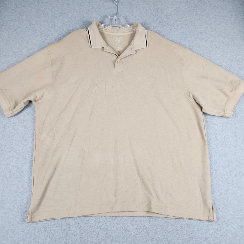 Haggar Polo Shirt Mens 2XL Tan Performance Cool 18 Short Sleeve Classic Collared